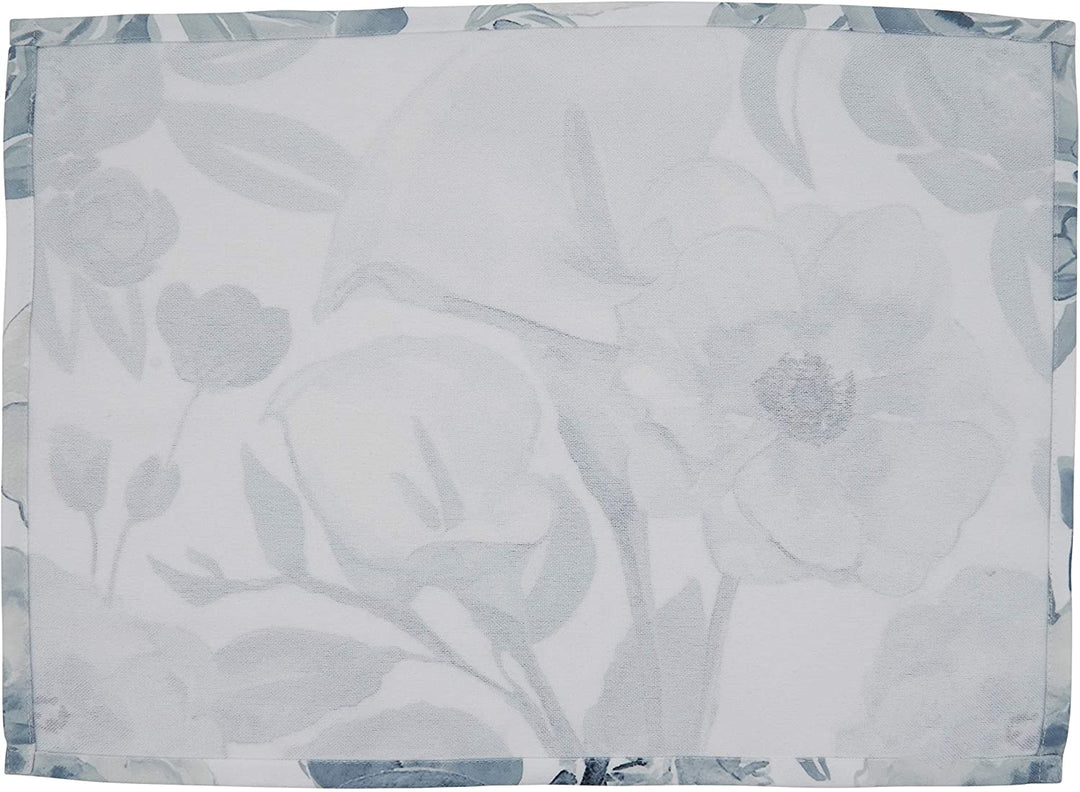 MISC Watercolor Design Large Floral Placemats (Set 4) Blue Oblong Polyester
