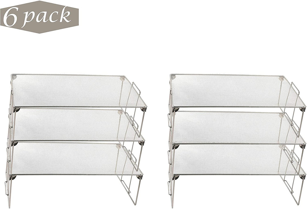 Home Stackable Mesh Shelf Silver Storage Rack Kitchen/Office