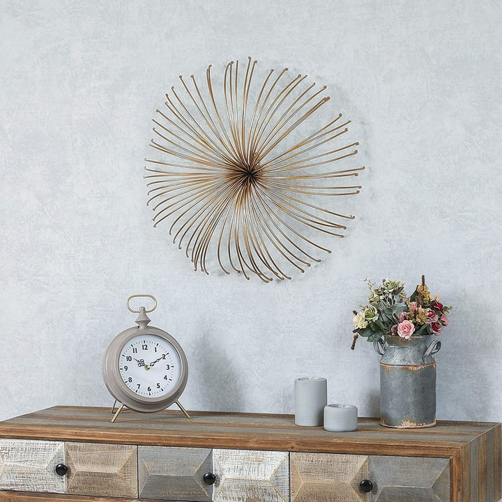 16 7in Dia Iron Flower Starburst Wall Decor Gold Modern Contemporary Includes Hardware