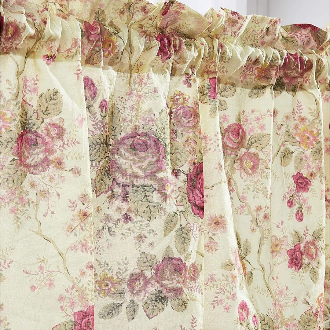 Antique Rose Valance Color Floral Traditional 100% Cotton Lined - Diamond Home USA