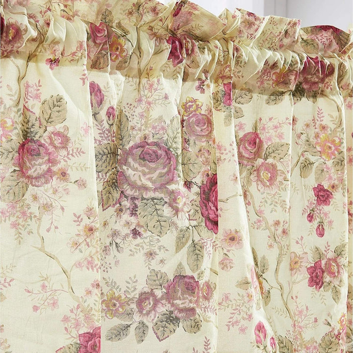 Antique Rose Valance Color Floral Traditional 100% Cotton Lined - Diamond Home USA