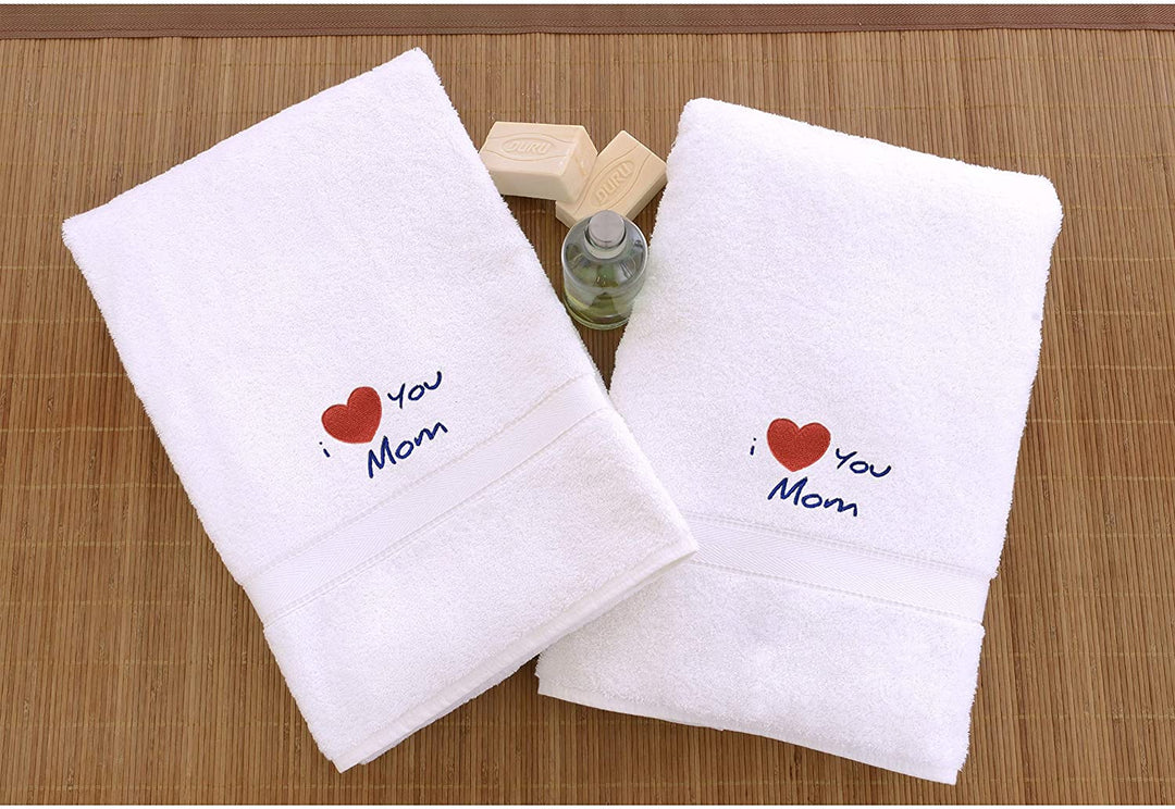 Spa I Love You Mom Monogrammed Turkish Cotton Hand Towels