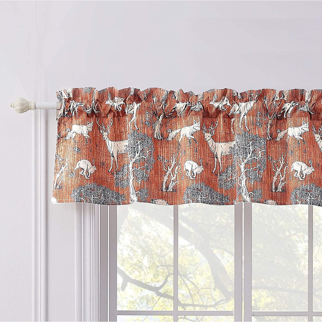 Window Valance Blue Orange Wildlife Lake House id Century