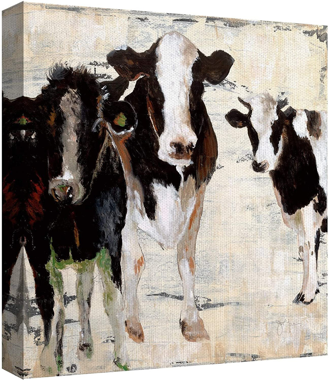 Cows Hangin' Out Wrapped Canvas Painting Art 16x16 Farmhouse Square