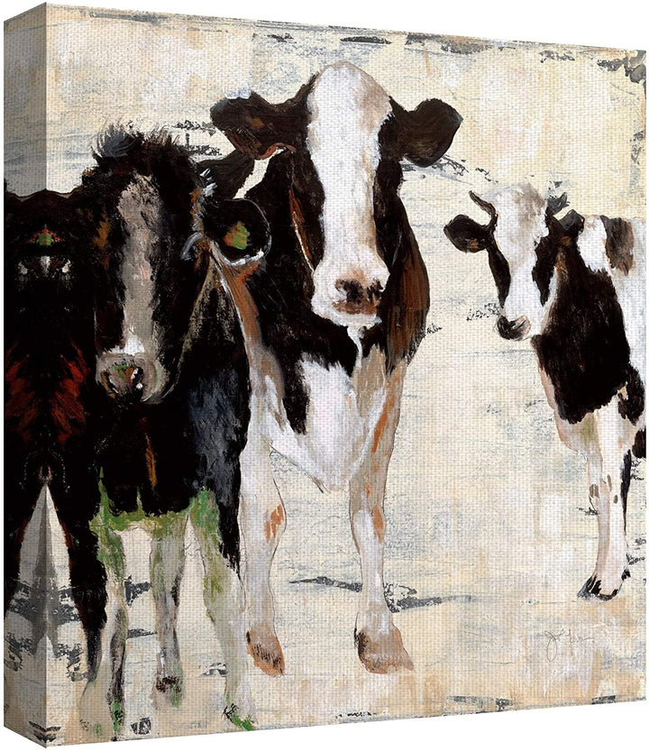 Cows Hangin' Out Wrapped Canvas Painting Art 16x16 Farmhouse Square