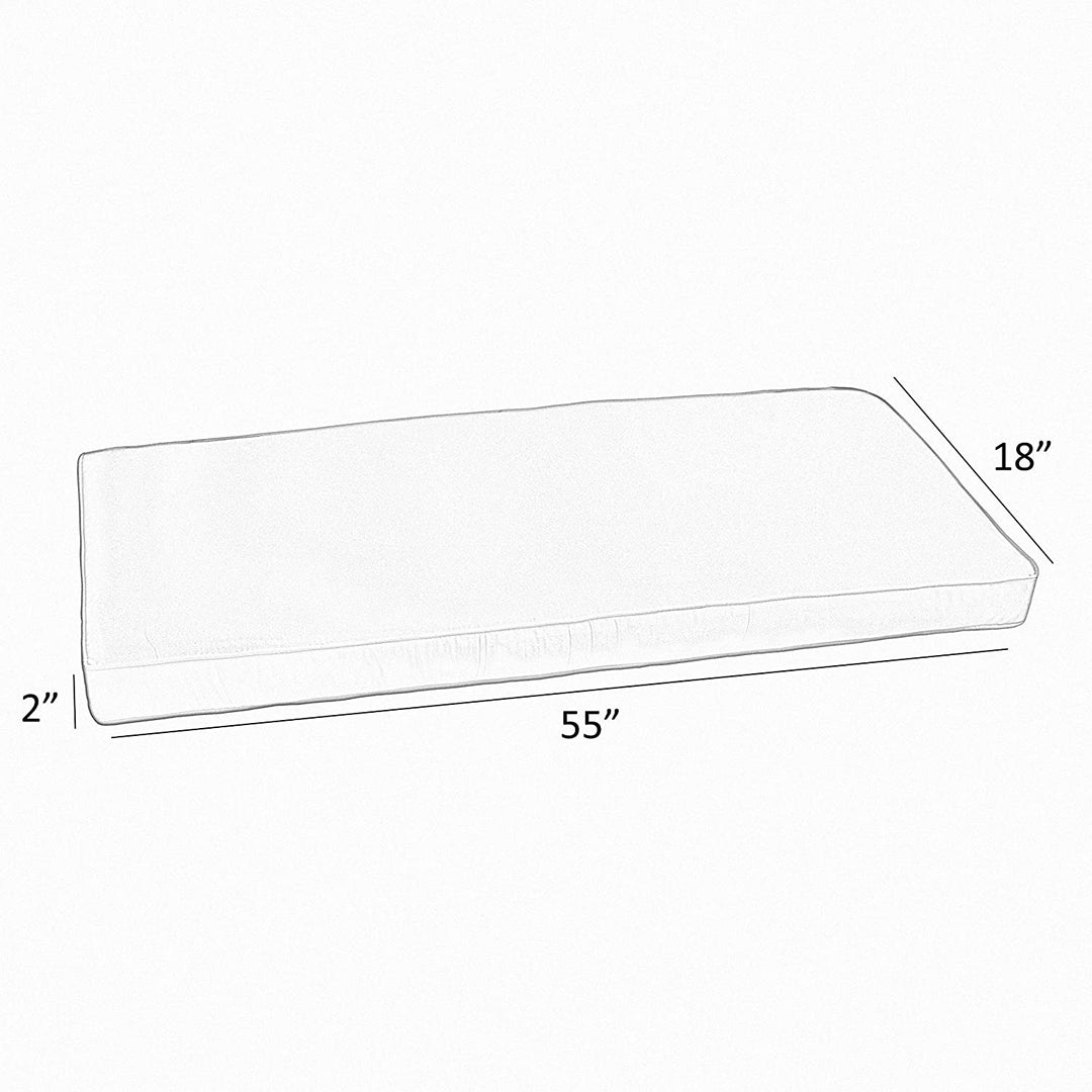 Canvas Navy Blue Indoor/Outdoor Bench Cushion Corded 55 W X 18 D Solid Modern Contemporary Traditional Transitional Acrylic Fade Resistant Uv Water