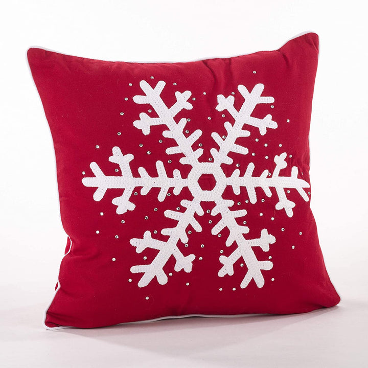Studded Snowflake Throw Pillow Red Casual Cotton