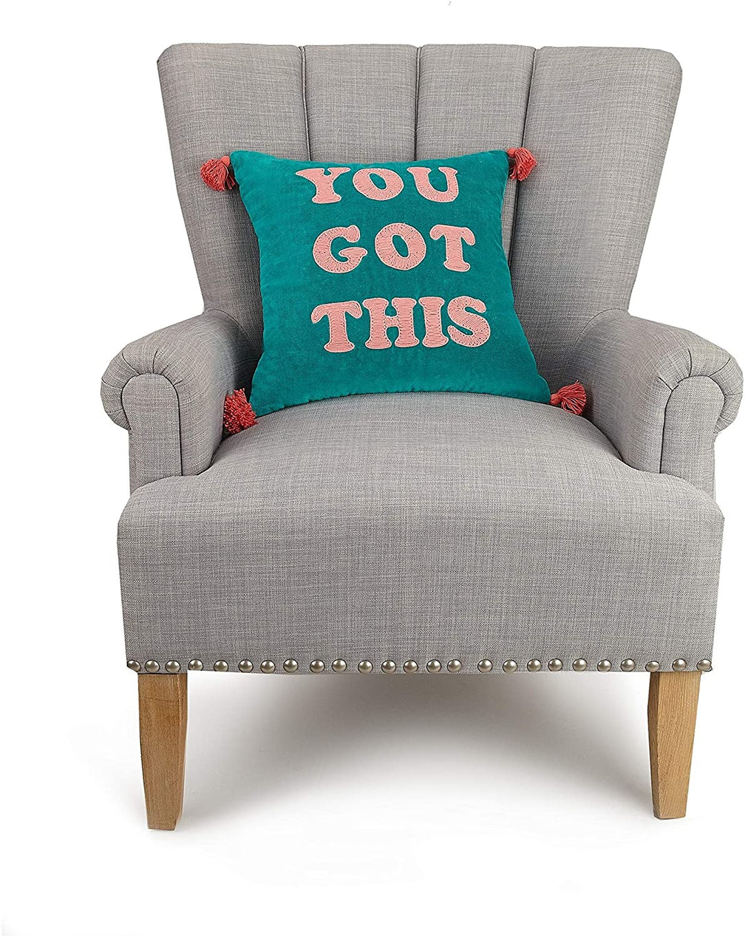 You Got Tassels Embroidered Pillow Color Motif Modern Contemporary Cotton Single Removable Cover