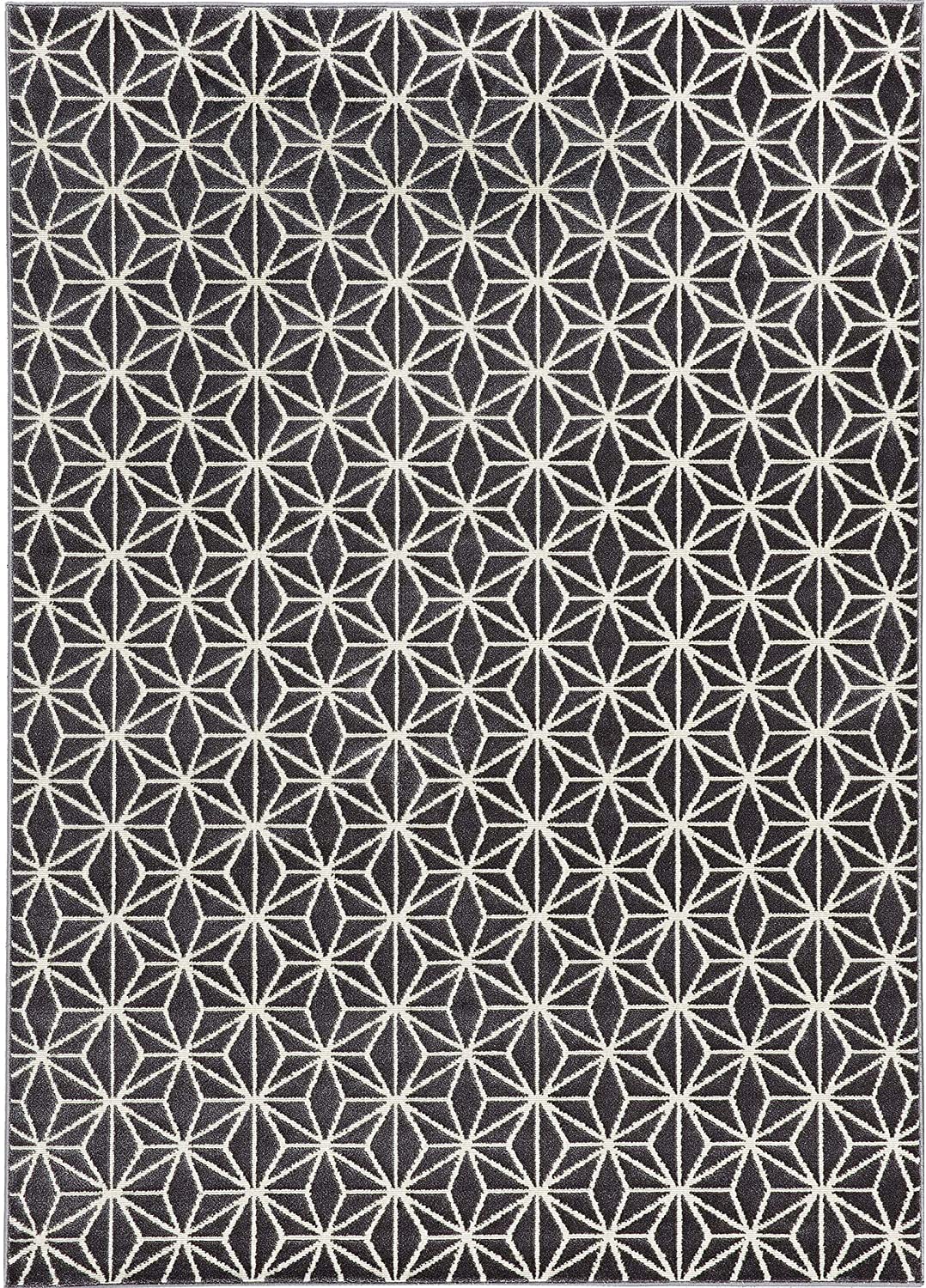 Loft Modern Geometric Star Grey Polypropylene Rug (5'3 X