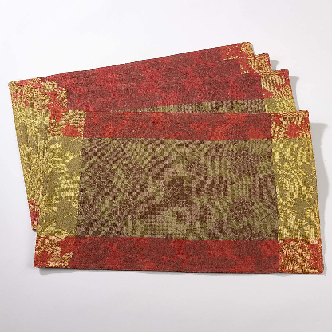 Fall Foliage Design Jacquard Cotton Placemat Set Color
