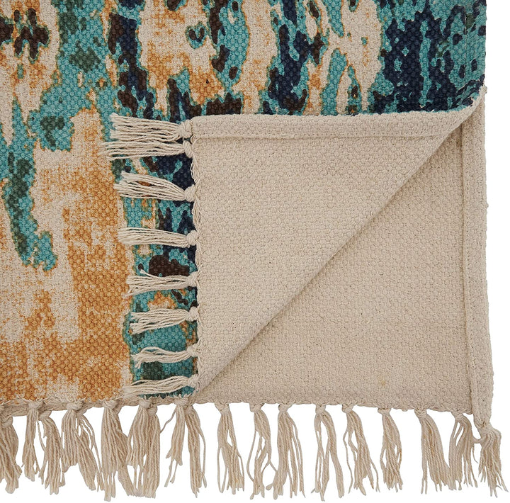 Cotton Rug Runner Distressed Design Blue - Diamond Home USA