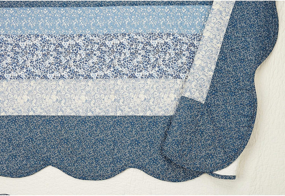 Queen Bedspread Blue Cotton