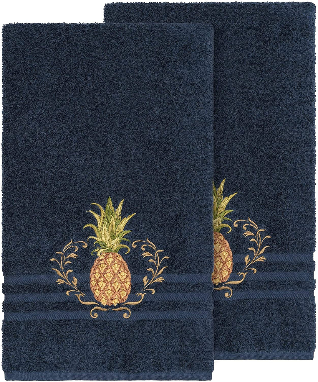Turkish Cotton Pineapple Embroidered Midnight lue 2 Piece