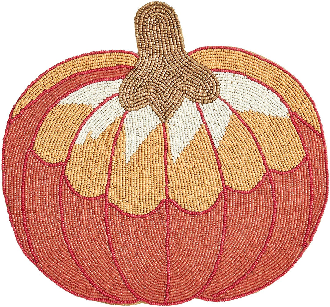 Glass Beads Placemats Pumpkin Design (Set 4) Orange Color