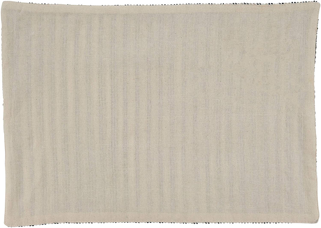 Table Placemats Corded Line Design (Set 4) Black White Oblong Cotton Blend - Diamond Home USA