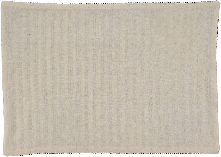 Table Placemats Corded Line Design (Set 4) Black White Oblong Cotton Blend - Diamond Home USA