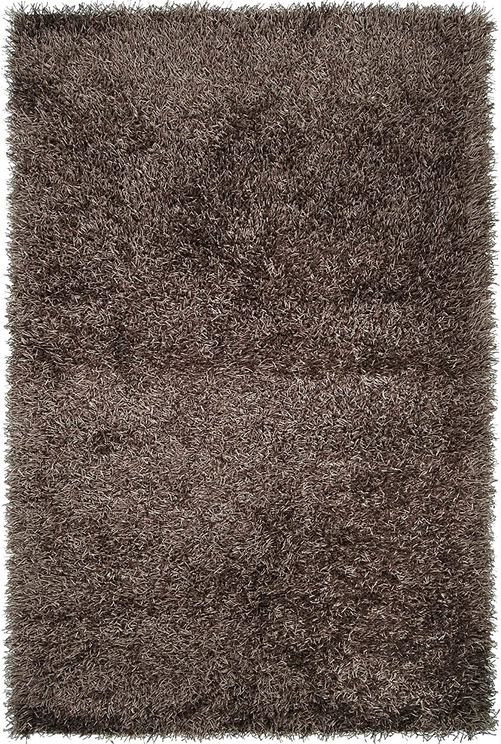 Hand Woven Brown Soft Shag Area Rug 1'9" X 2'10" Black Solid