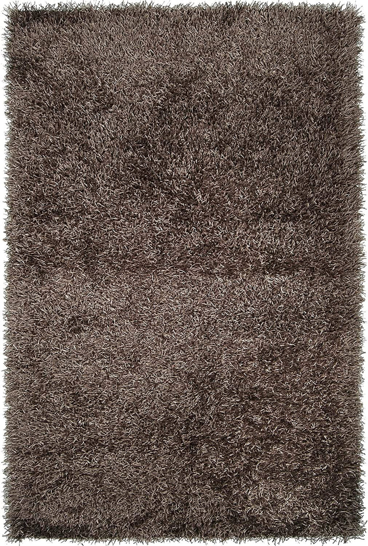 Hand Woven Brown Soft Shag Area Rug 1'9" X 2'10" Black Solid