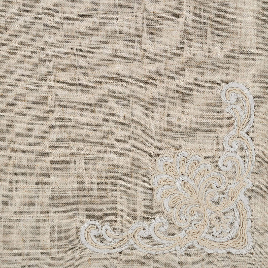 MISC Embroidered Design Placemats (Set 4) Tan Linen Polyester
