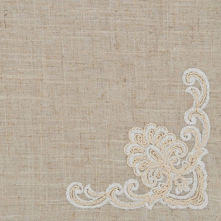MISC Embroidered Design Placemats (Set 4) Tan Linen Polyester