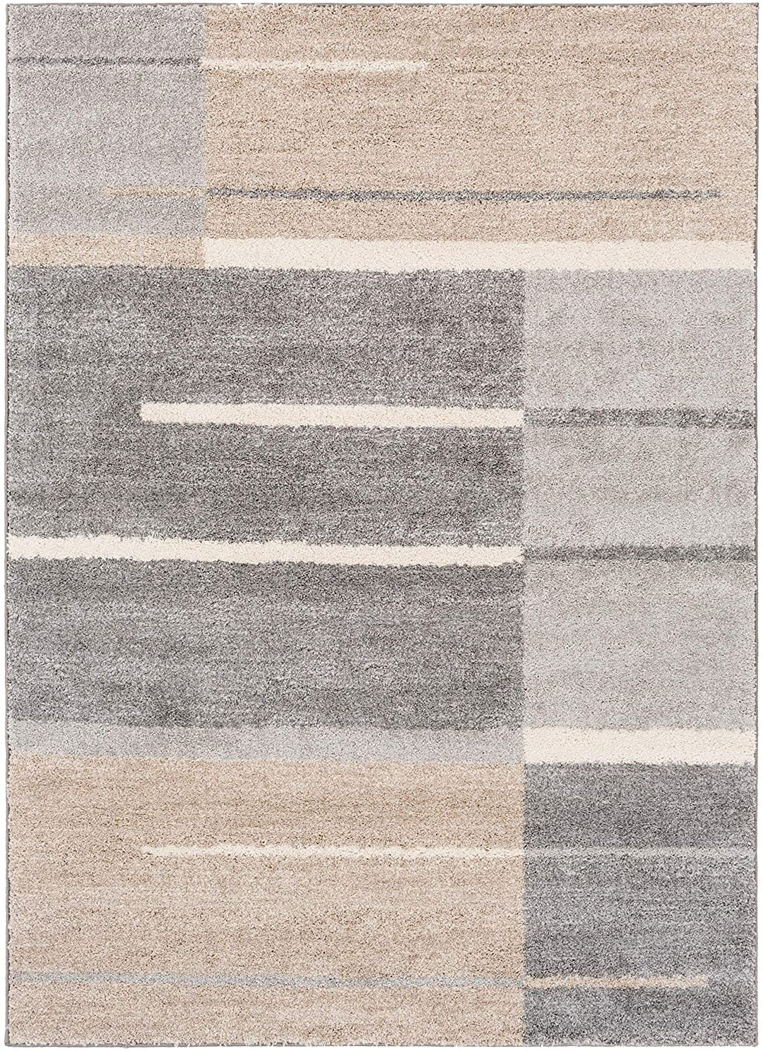 Geometric Beige/Grey Area Rug 5' X 7'6" Brown Casual