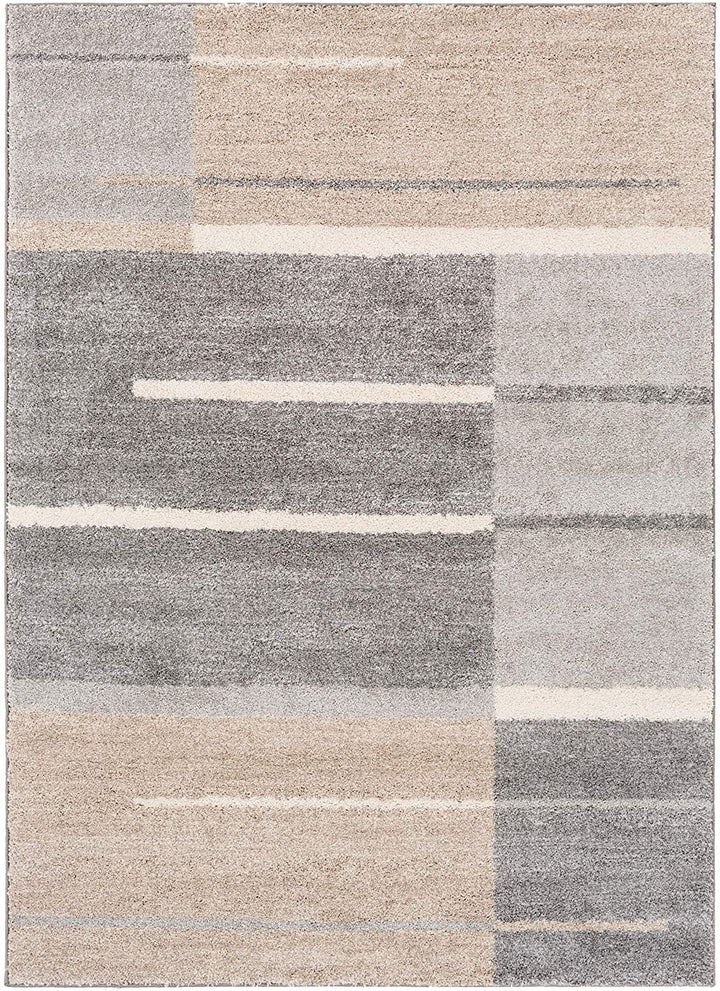 Geometric Beige/Grey Area Rug 5' X 7'6" Brown Casual