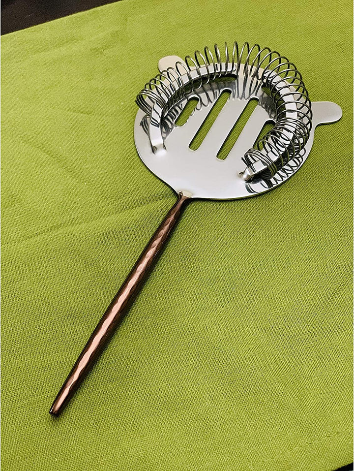 Bar Tools Accessories Bartending Kit Set 4 Home Commercial Bars (Copper Hammered) Brown Stainless Steel Piece Handmade - Diamond Home USA