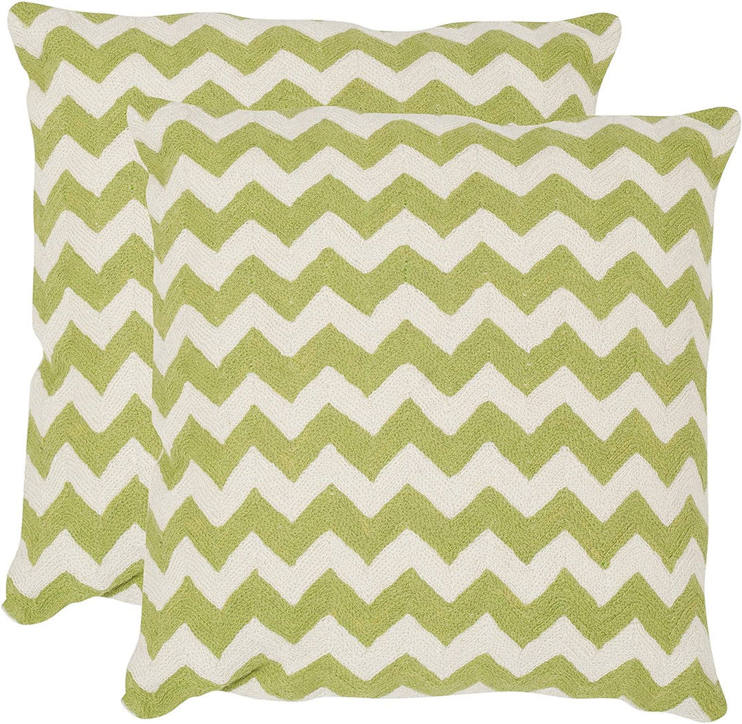 Striped Lime/Green 22 inch Square Throw Pillows (Set 2)