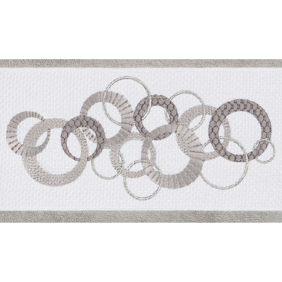 Turkish Cotton Circles Embroidered Light Grey 4-piece Towel Set Terry Cloth