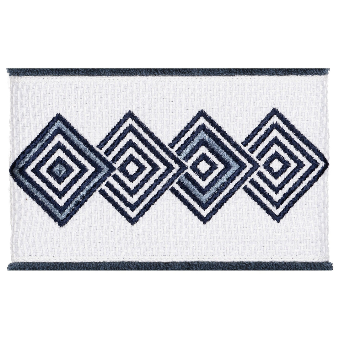 Authentic Hotel and Spa Turkish Cotton Diamonds Embroidered Midnight Blue Hand Towel Terry Cloth Single Piece