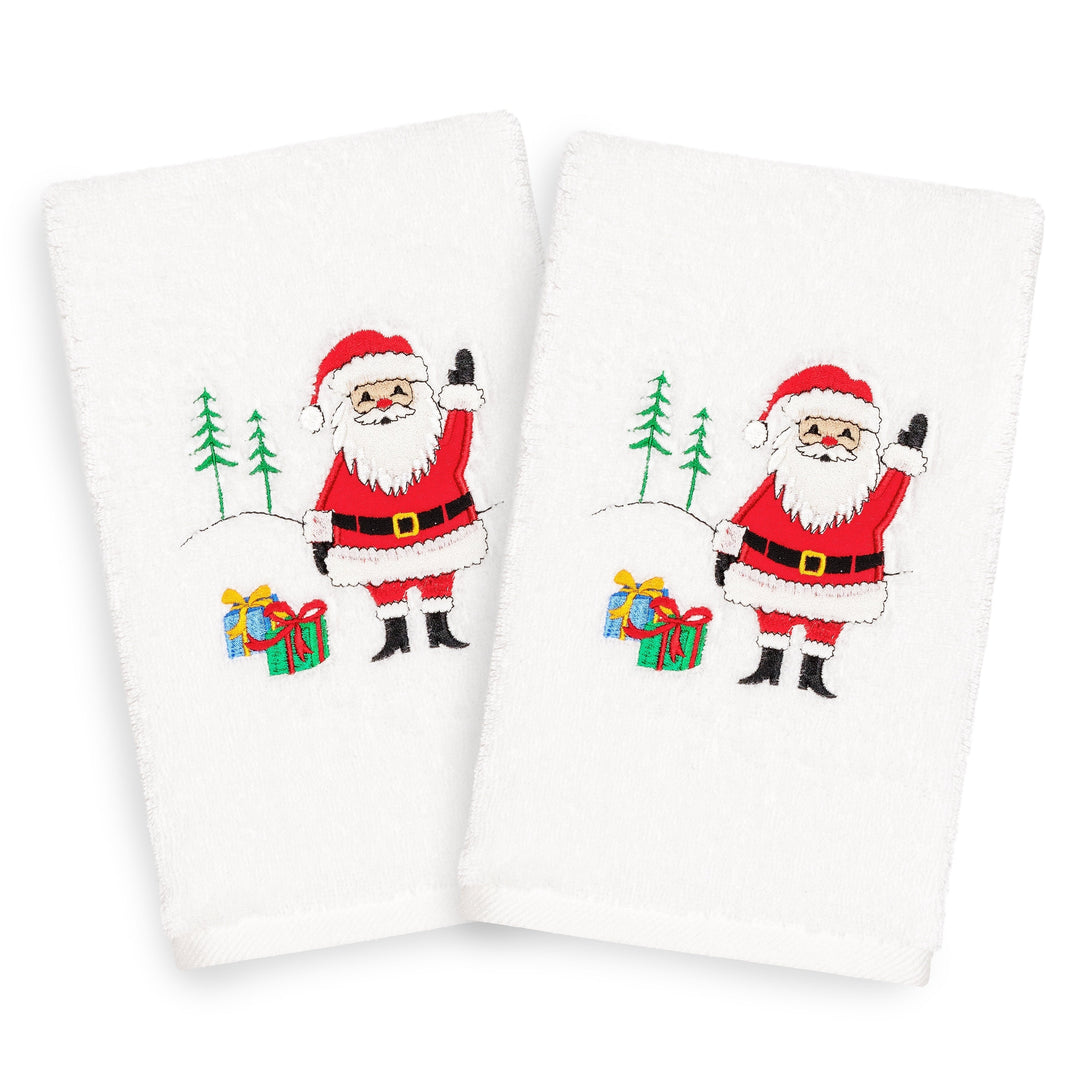 urkish Cotton Waving Santa White Set Of 2 Hand owels Red