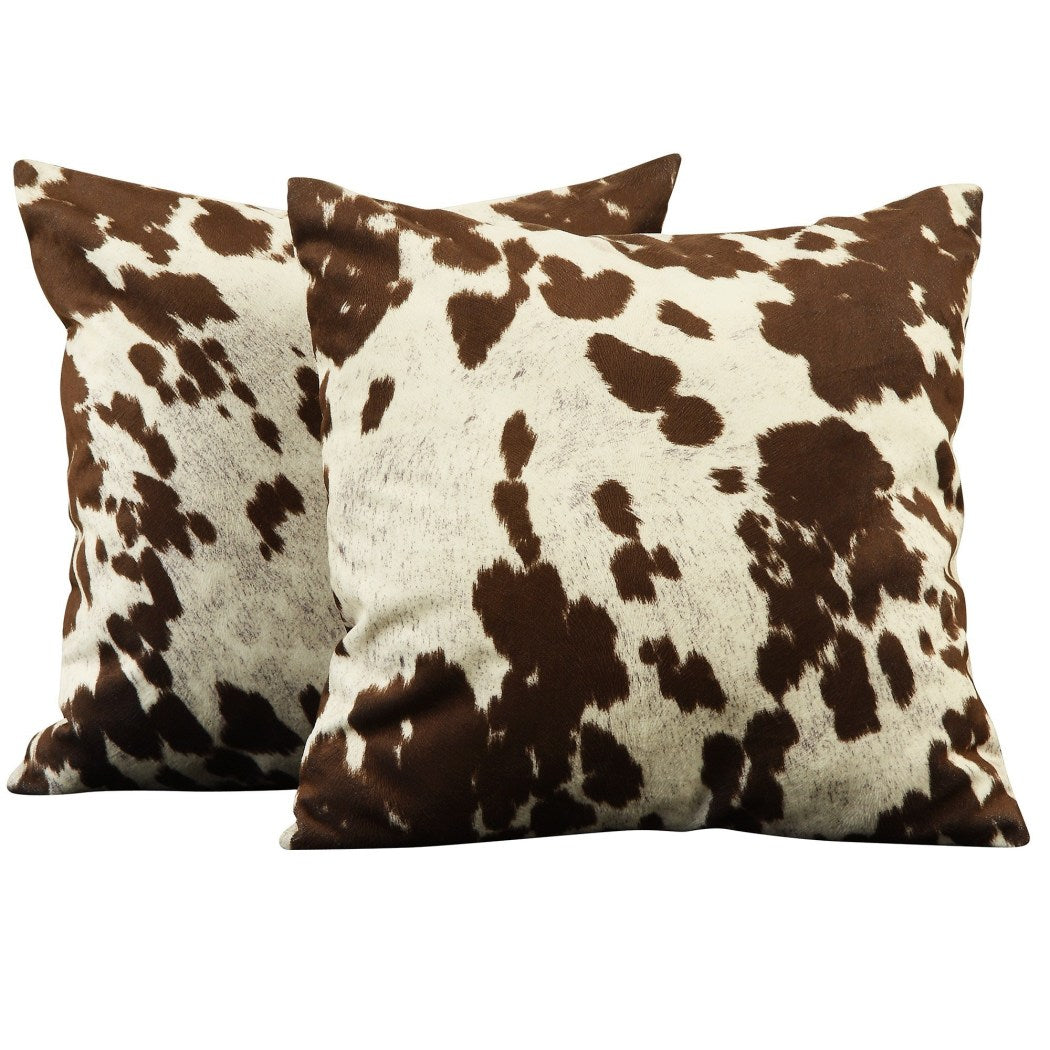 Brown White Cow Theme Decorative Throw Pillows Set 18Inch Sporting Cowhide Animal Pattern Indoor Sofa Couch Pillow Rustic Vintage Vibrant Colors Soft Comfy Polyester