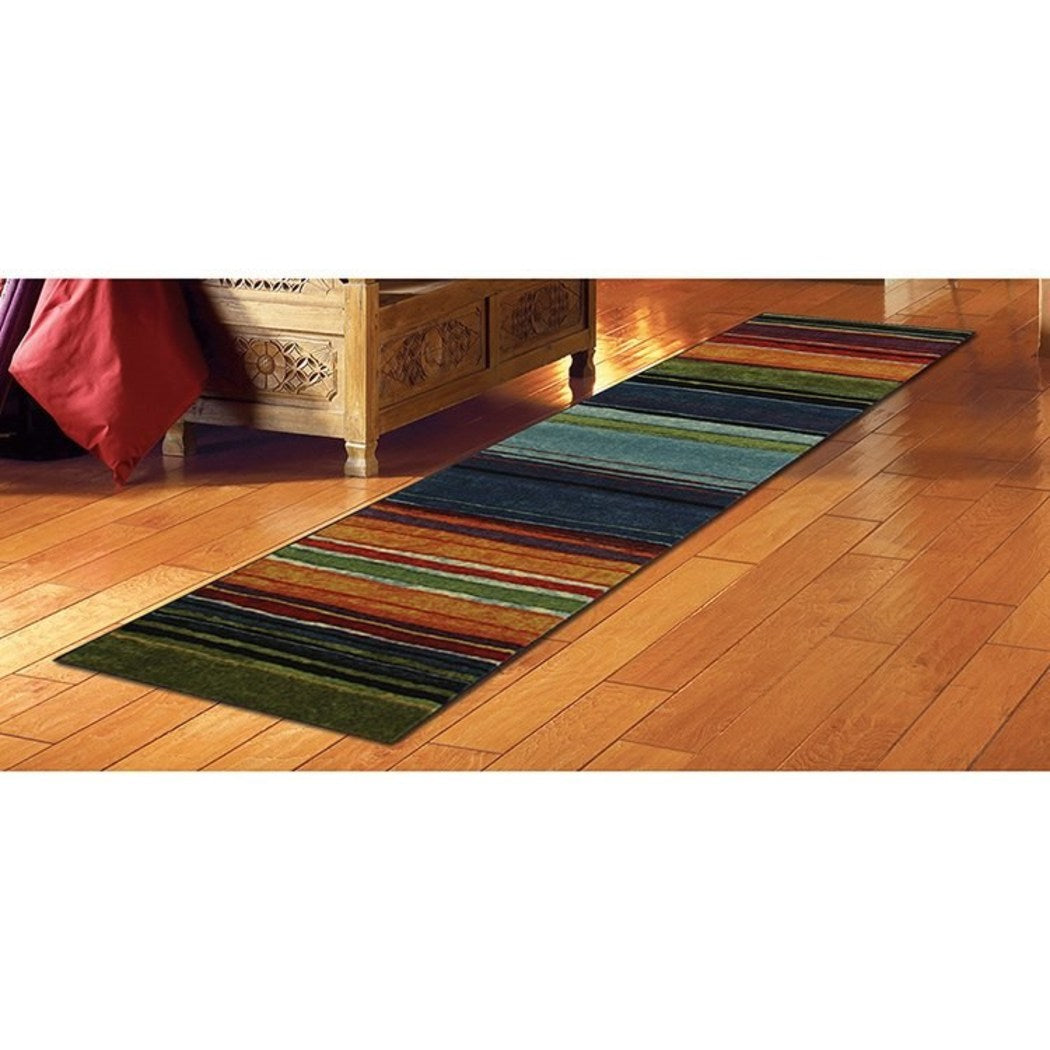 Native Rainbow Striped Runner Rug Colored Hallway Entrance