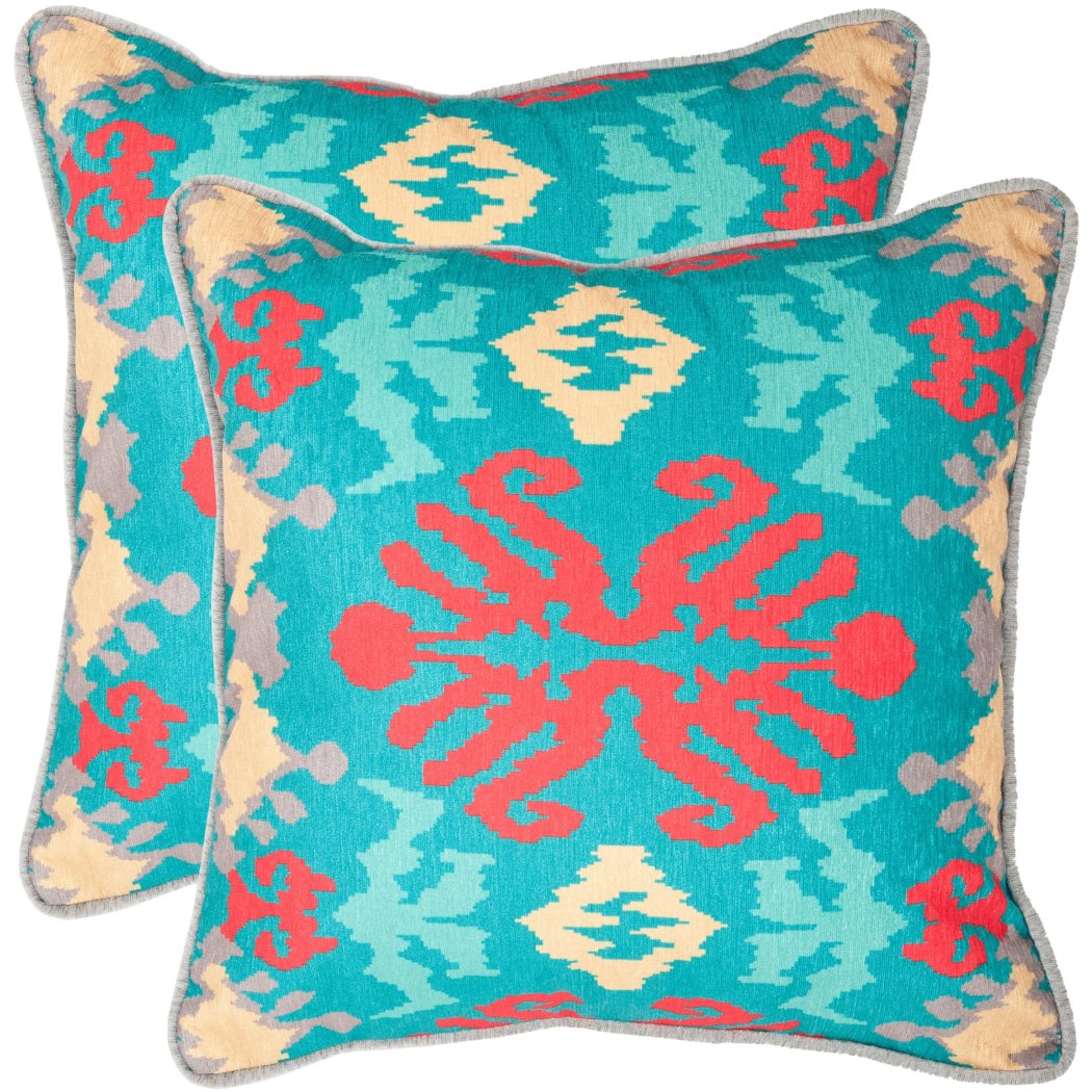 Blue Red Tan TieDye Texture Pattern Decorative Throw