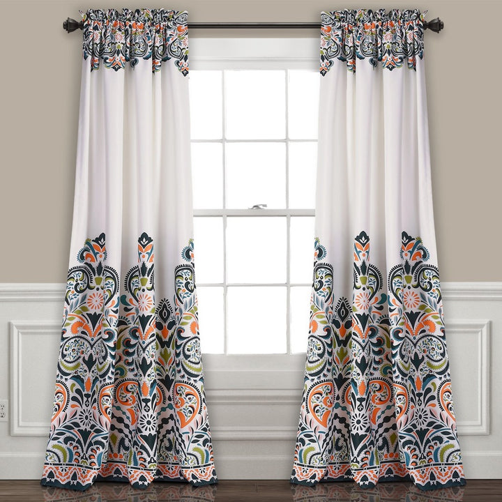 Paisley Window Curtain Set Damask Drapes Floral Bohemian