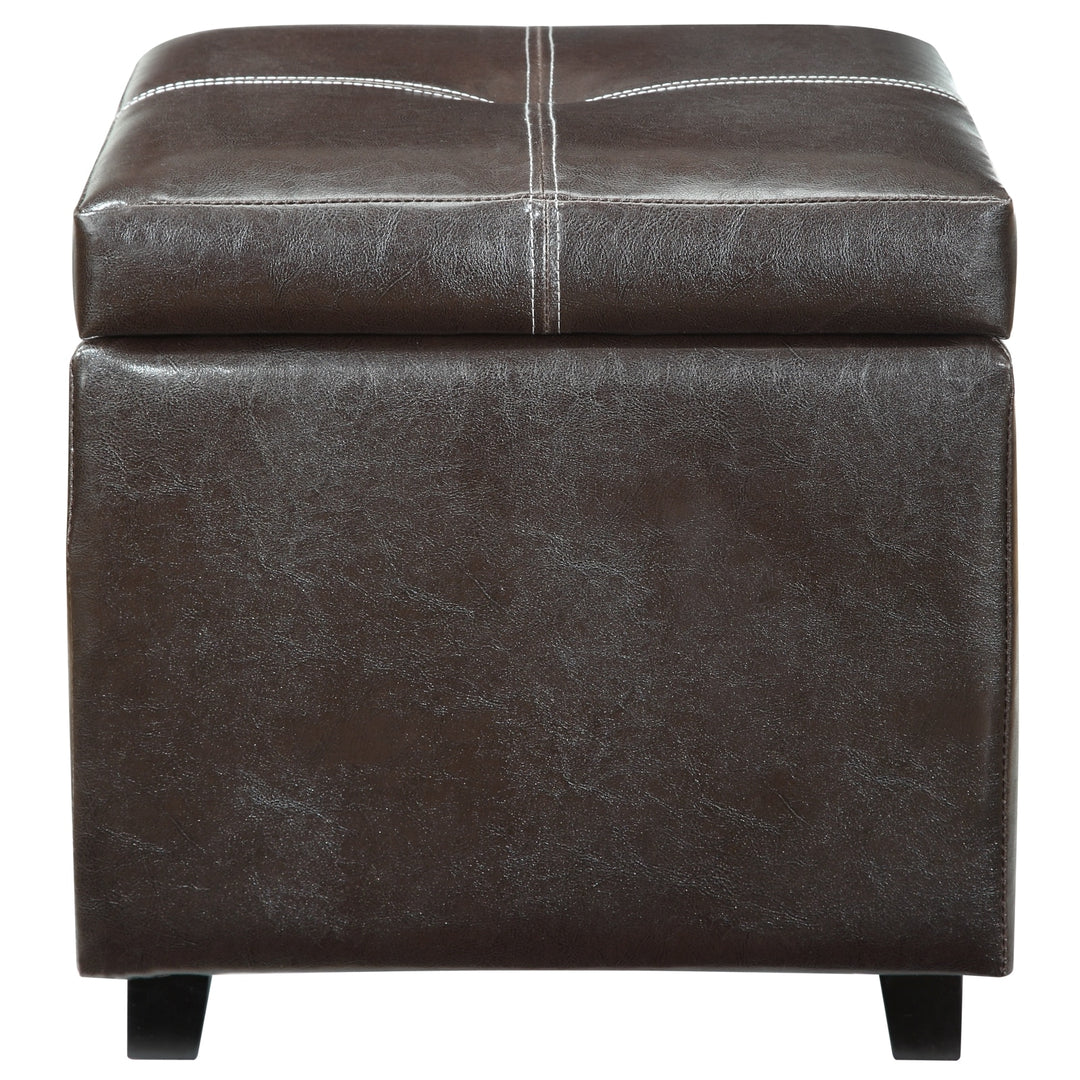 Treasure Espresso Vinyl Storage ube/ Ottoman Brown Modern