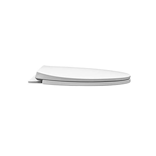 Slow Close Elongated Toilet Seat Cover Easy Install Clean Quiet White Plastic - Diamond Home USA