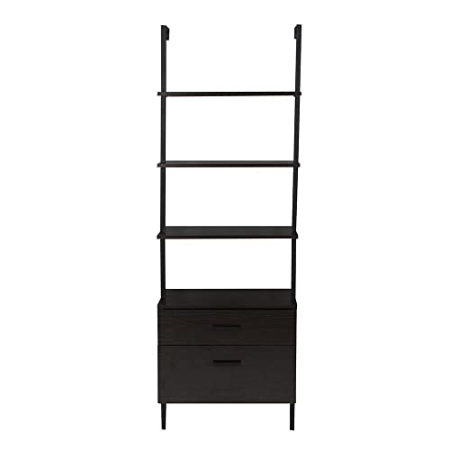 Industrial Bookshelf with Wood Drawersblack Black Includes Hardware - Diamond Home USA