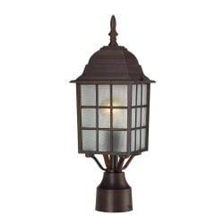 1-Light Rustic Bronze 17-inch Post Fixture Glass Metal