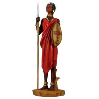 Handmade Alabaster Masai Warrior Figurine (China) Brown Culture Polyresin