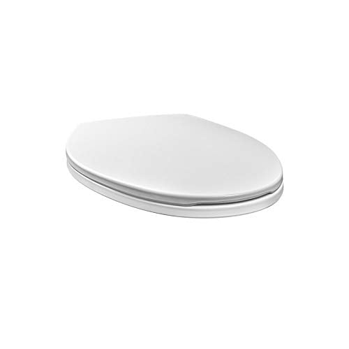 Slow Close Elongated Toilet Seat Cover Easy Install Clean Quiet White Plastic - Diamond Home USA
