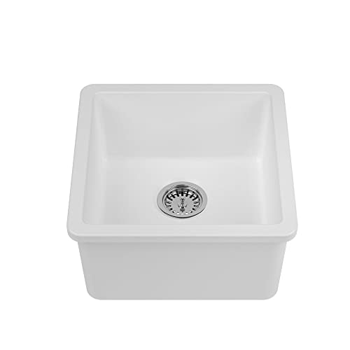 17" L X W Square Undermount Bar Kitchen Sink 17 White Rectangle Glossy - Diamond Home USA