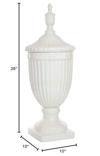 Updated Traditional White Ceramic 26-inches High X 10-inches Wide Gloss Urn - Diamond Home USA