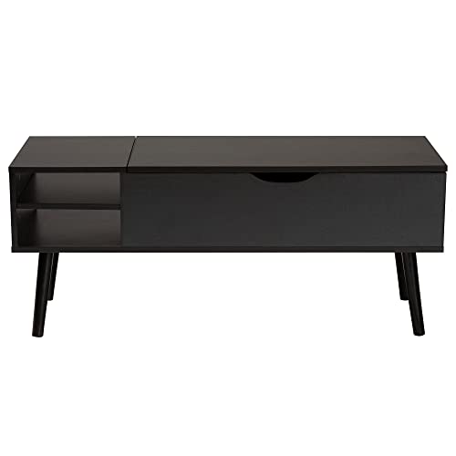 Modern Two-Tone Black and Brown Finished Wood Coffee Table with Lift-top Storage - Diamond Home USA