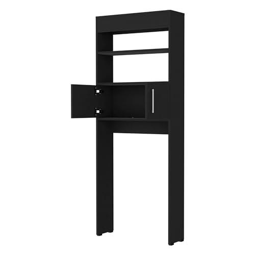 Over The Toilet Cabinet with 2 Shelves2 Doors Black Modern Contemporary Wood - Diamond Home USA