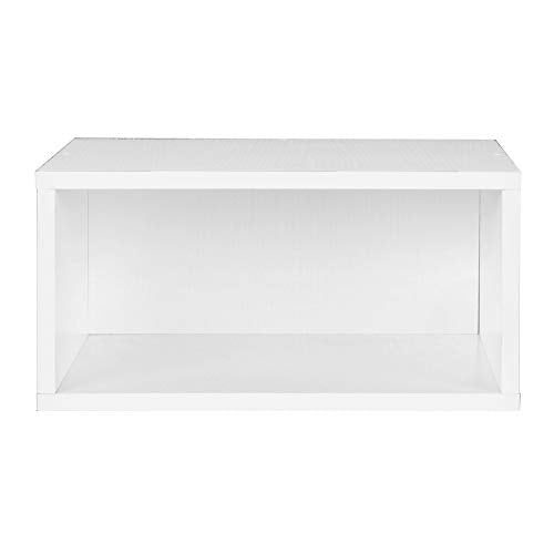 Half Size Stackable Storage Cube- White Wood Grain Off/White Modern Contemporary - Diamond Home USA