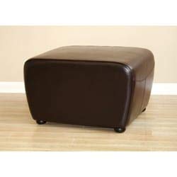 Brown Bi-cast Leather Ottoman Modern Contemporary Solid Rectangle Foam Wood Made - Diamond Home USA