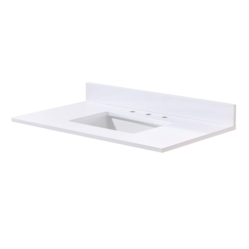 Altair Design 37. in Stone Effects Vanity Top in Snow White with White Sink 37-inches - Diamond Home USA