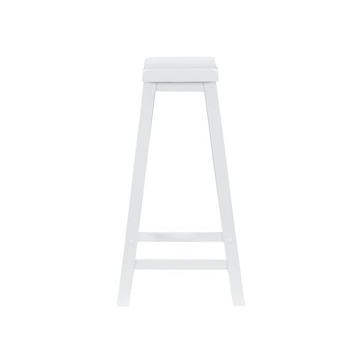 Backless Farmhouse Saddle Bar Stool White Rustic Wood Painted Footrest - Diamond Home USA
