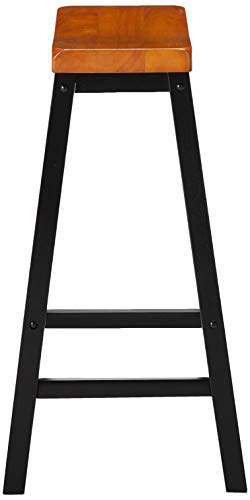 Christopher Knight Home Pomeroy 29" Saddle Stools 2-Pcs Set Walnut / Black - Diamond Home USA